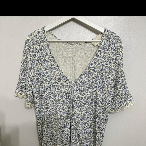Sezane Blouse T-Shirt Blue Floral 100% cotton Sz. M - Picture 5 of 5